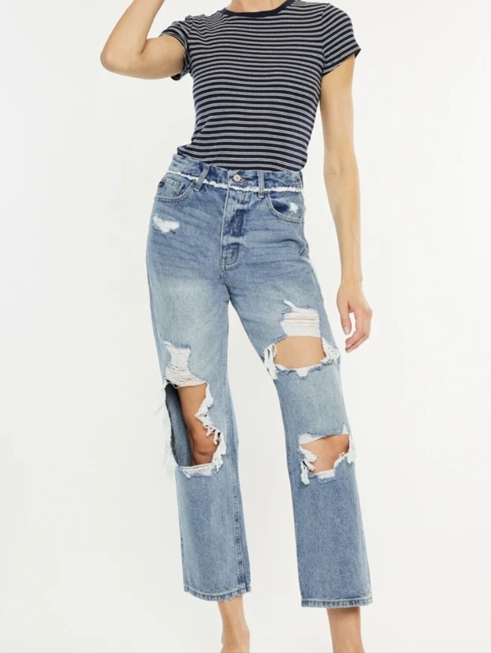 kancan Sylvie Ultra High Rise 90's Boyfriend 11/29 destroyed distressed